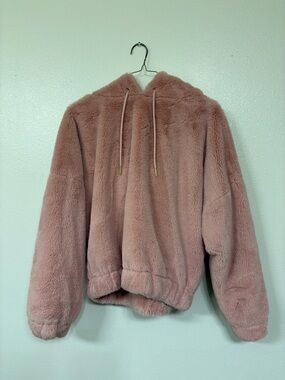 Express Plush Hooded Jacket in Pale Pink